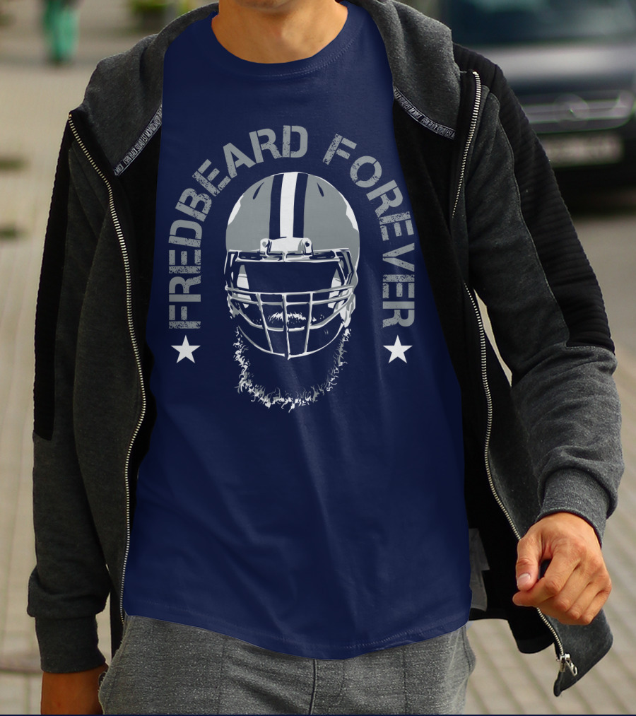 Fredbeard Forever Football Helmet Beard Star T-Shirt