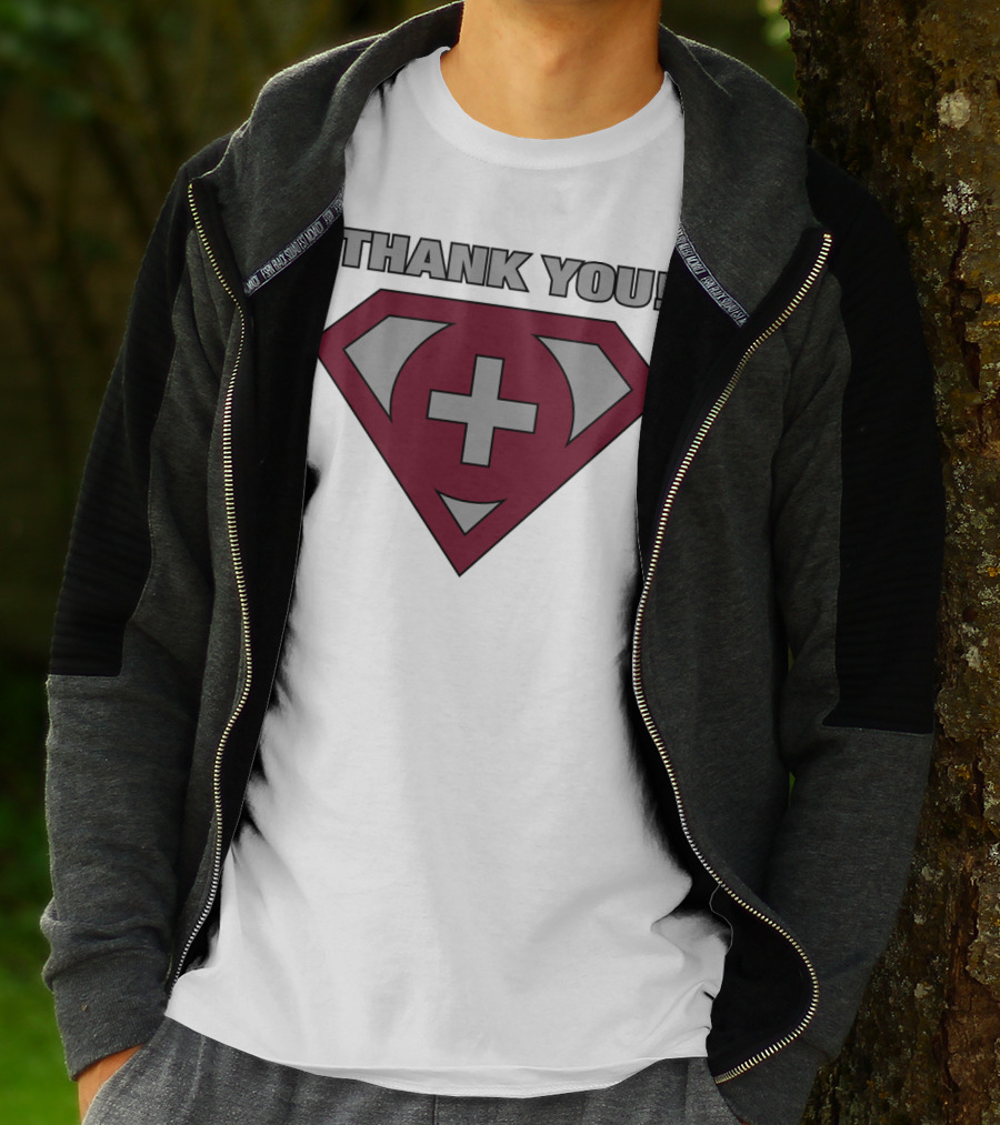 Thank You Superhero Symbol Plus Sign T-Shirt