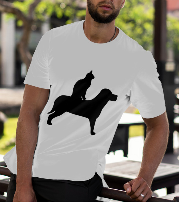 Cat Dog Silhouette Pair Concept Octerson T-Shirt