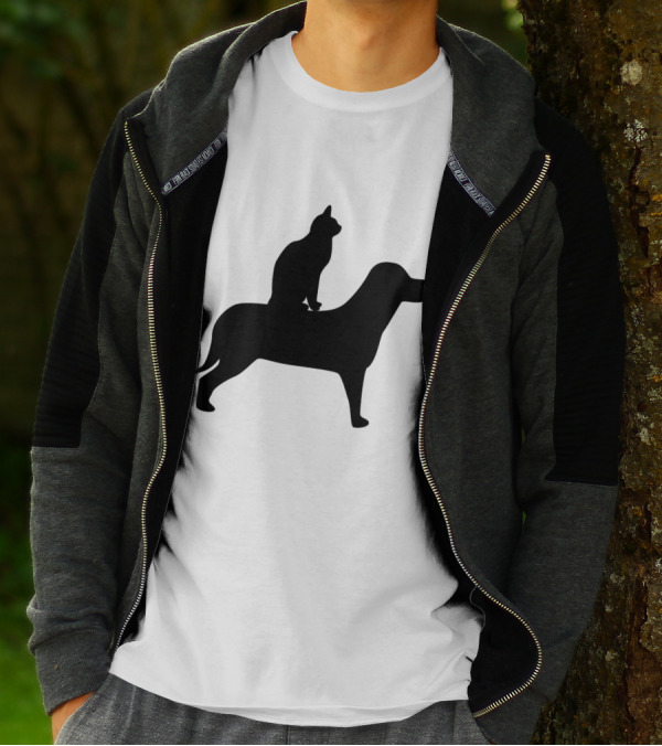 Cat Dog Silhouette Pair Concept Octerson T-Shirt