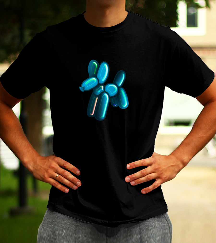 Balloon Animal Dog Reflective Blue Inflatable Figure T-Shirt