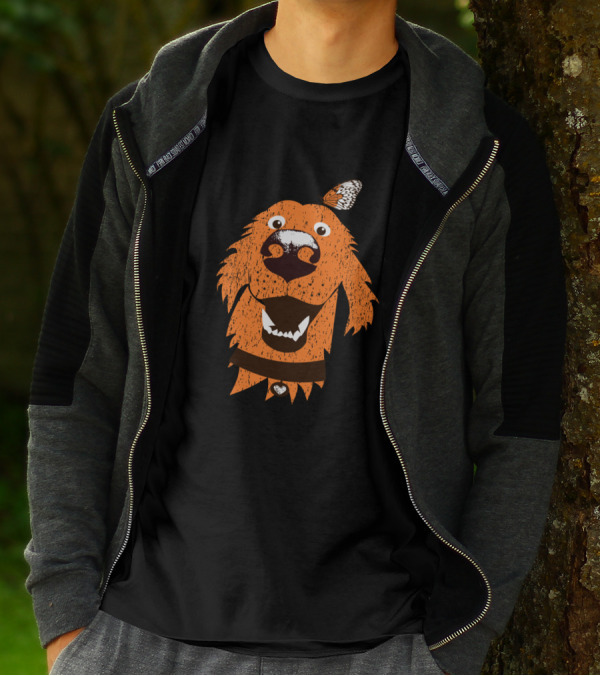 Orange Dog With Butterfly Companion And Heart Collar T-Shirt