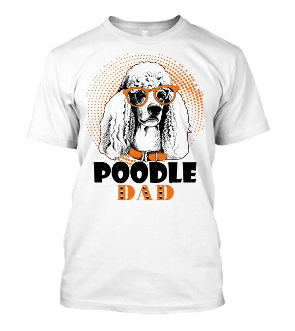 Poodle Dad Retro Style With Orange Sunglasses And Dot T-Shirt