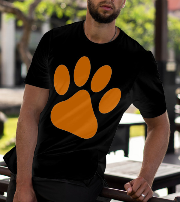 Orange Dog Paw Print T-Shirt