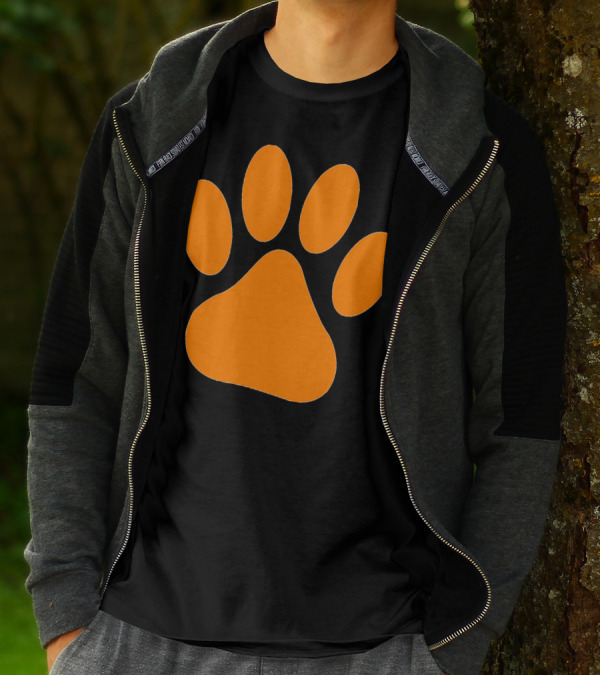 Orange Dog Paw Print T-Shirt