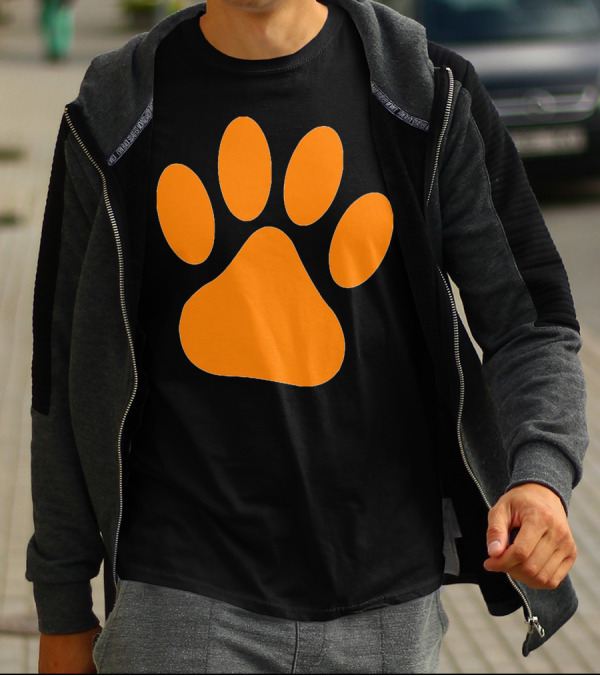 Orange Dog Paw Print T-Shirt