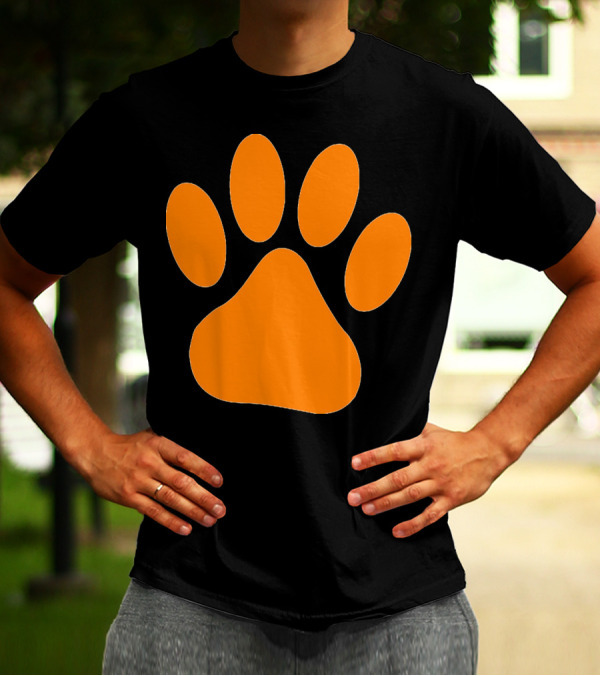 Orange Dog Paw Print T-Shirt