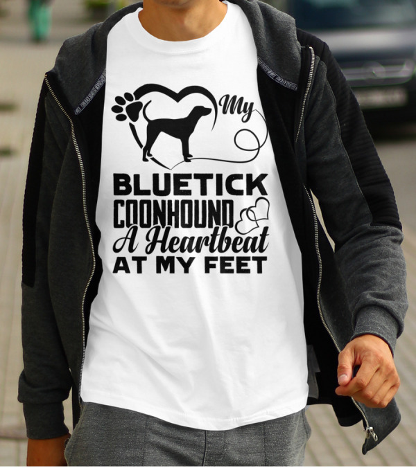 My Bluetick Coonhound Heartbeat At My Feet T-Shirt