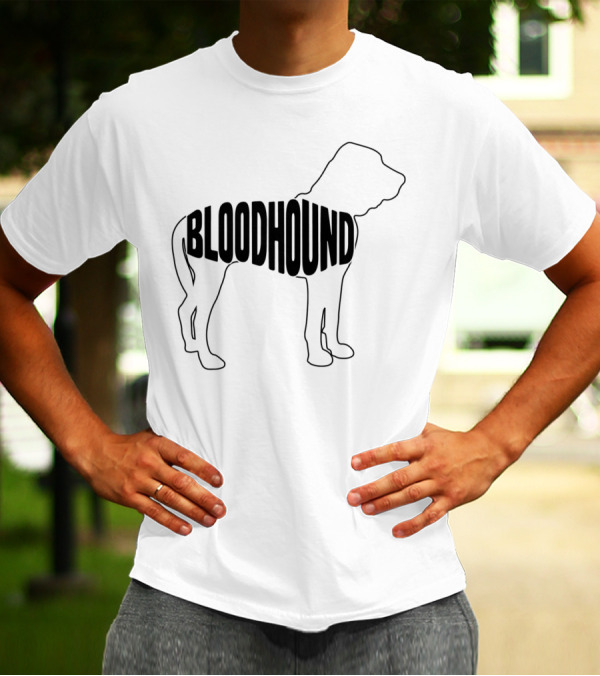 Bloodhound Dog Silhouette Outline With Stylized Text Inside T-Shirt