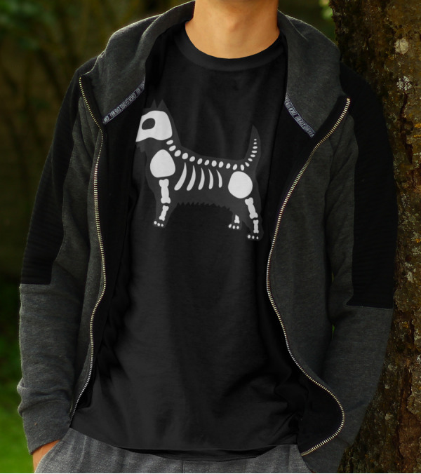 Doggie Bonez Terrier Animal Skeleton Design Bone Structure T-Shirt