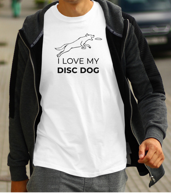 I Love My Disc Dog Canine Playing Fetch With Flying Disc T-Shirt