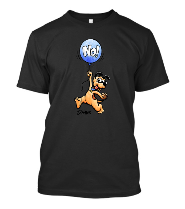 Playful Dog Holding Blue Balloon With No Text By D. Hawk T-Shirt