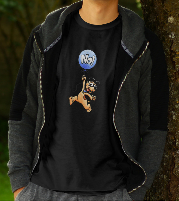 Playful Dog Holding Blue Balloon With No Text By D. Hawk T-Shirt