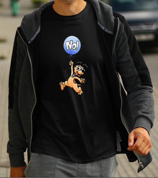 Playful Dog Holding Blue Balloon With No Text By D. Hawk T-Shirt