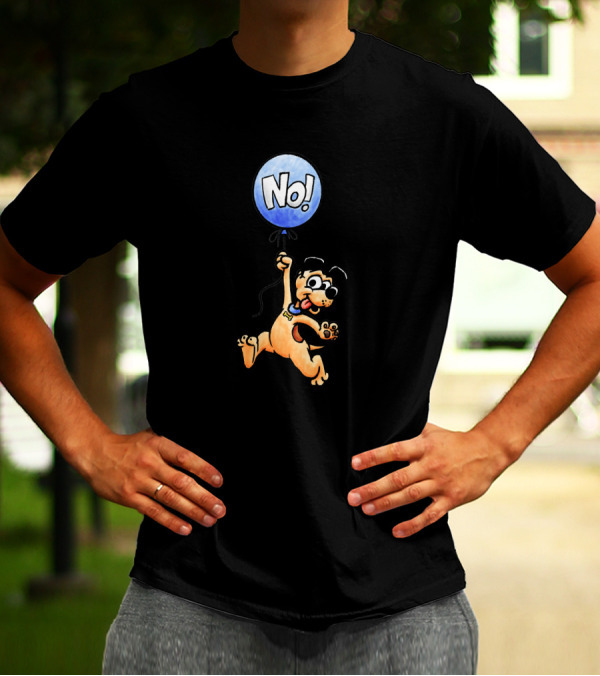 Playful Dog Holding Blue Balloon With No Text By D. Hawk T-Shirt