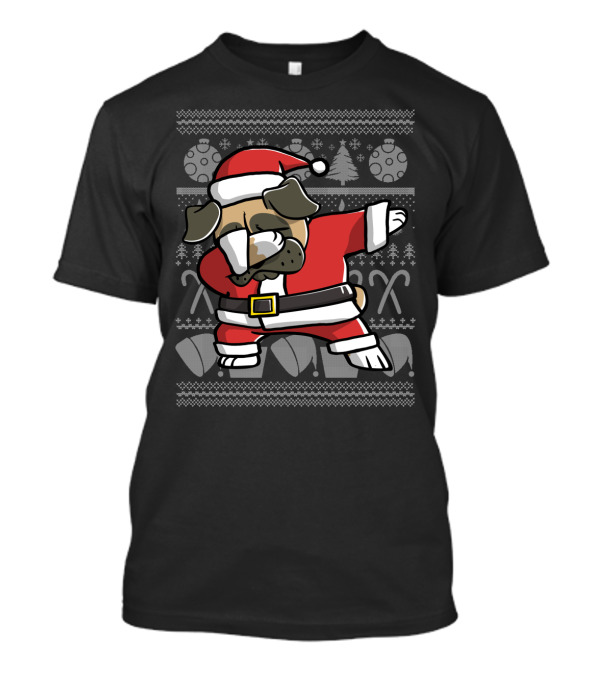 Santa Pug Dabbing Christmas Dance Move Ugly T-Shirt