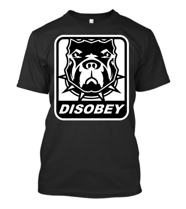 DISOBEY Bulldog Graphic With Spiked Collar T-Shirt