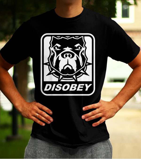 DISOBEY Bulldog Graphic With Spiked Collar T-Shirt