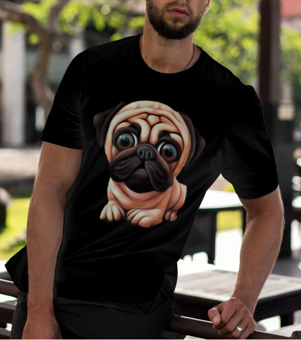 Adorable Pug Puppy Illustration In Cute Small Dog T-Shirt