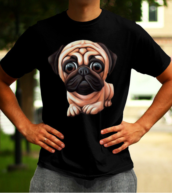 Adorable Pug Puppy Illustration In Cute Small Dog T-Shirt