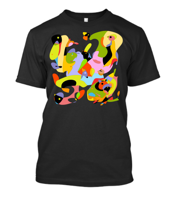 Walking The Dog Multicolored Abstract T-Shirt
