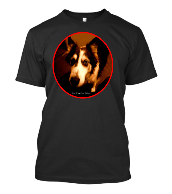 Old Dog New Tricks Border Collie Close-Up In Red Circle Frame T-Shirt