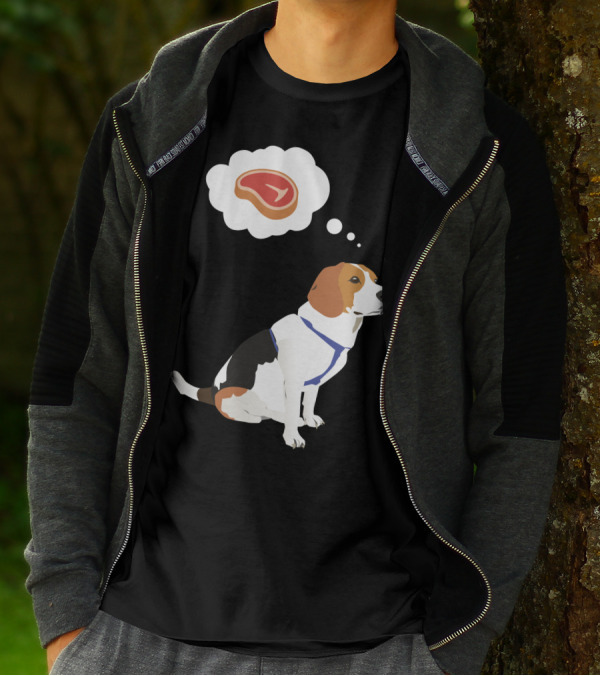 Beagle Dog With Steak Dream In Thought Bubble T-Shirt