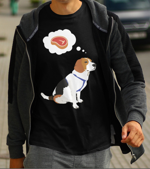 Beagle Dog With Steak Dream In Thought Bubble T-Shirt