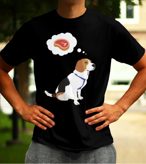 Beagle Dog With Steak Dream In Thought Bubble T-Shirt