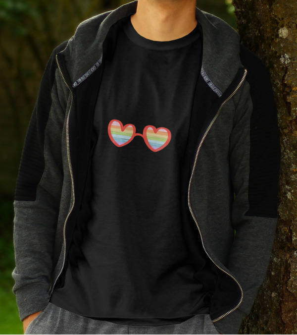 Love Is Love Dogs Love Us No Matter How We Are Different Heart Glasses T-Shirt