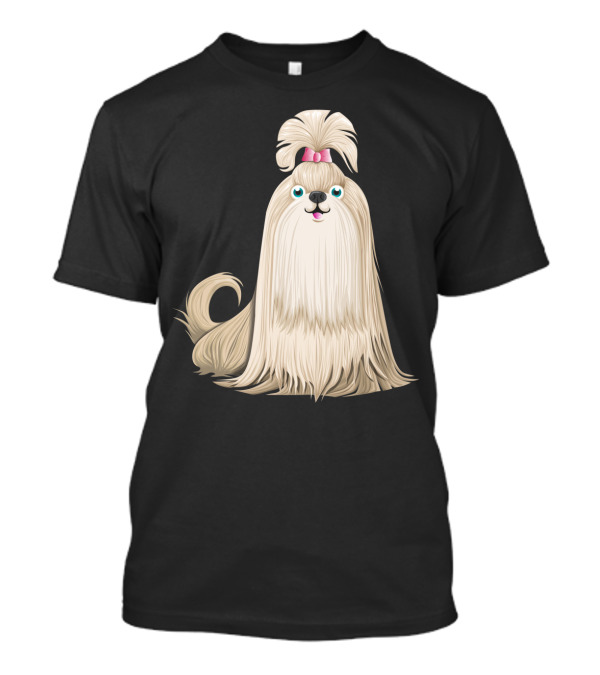 Shih Tzu Dog With Pink Bow And Long Flowing Fur T-Shirt