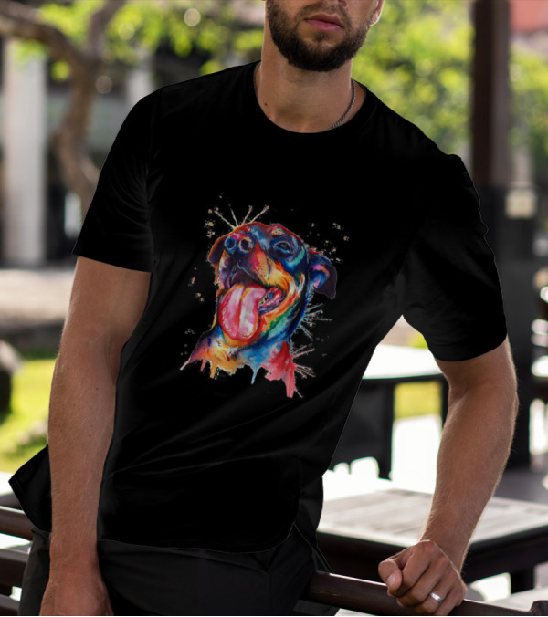 Colorful City Dog In Vibrant Paint Splash T-Shirt