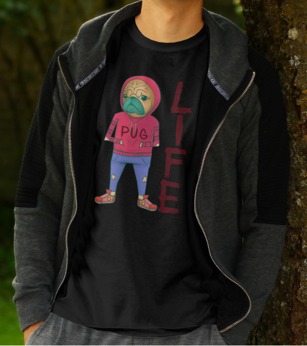 Pug Life Hoodie Dog Puppy Illustration Pug Lover T-Shirt
