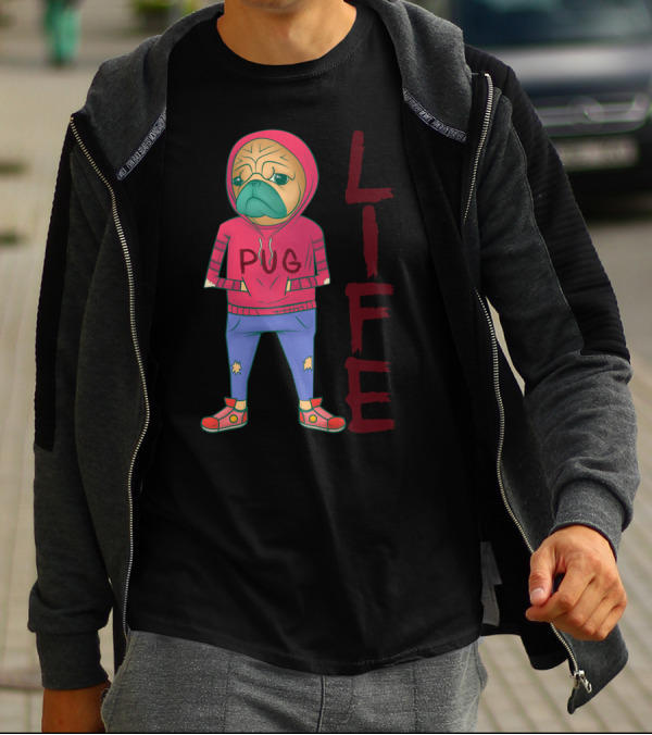 Pug Life Hoodie Dog Puppy Illustration Pug Lover T-Shirt