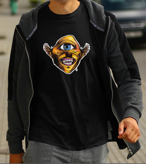 Cycloptic Dog Eagle Face With Blue-Eyed Stache T-Shirt