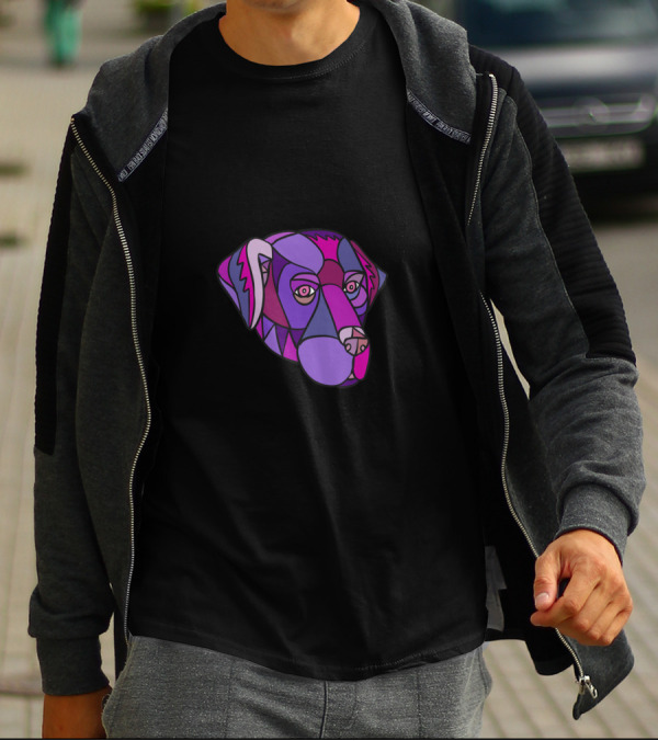 Labrador Retriever Dog Head Mosaic Colorful Geometric Abstract T-Shirt