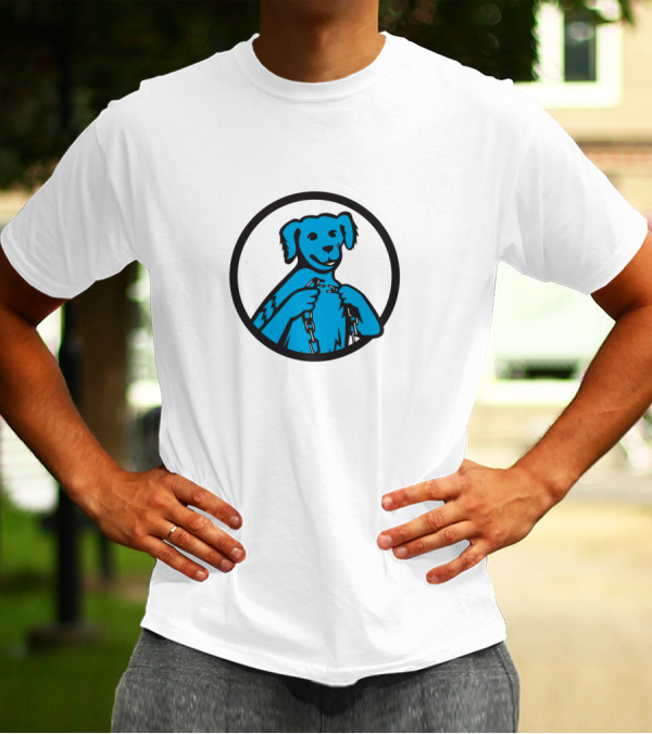 Blue Merle Dog Mascot Holding Broken Chain T-Shirt