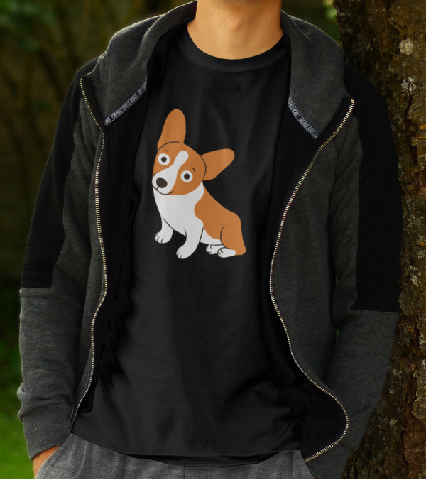 Cute Corgi Happy Dog Playful Expression Whimsical Pose T-Shirt