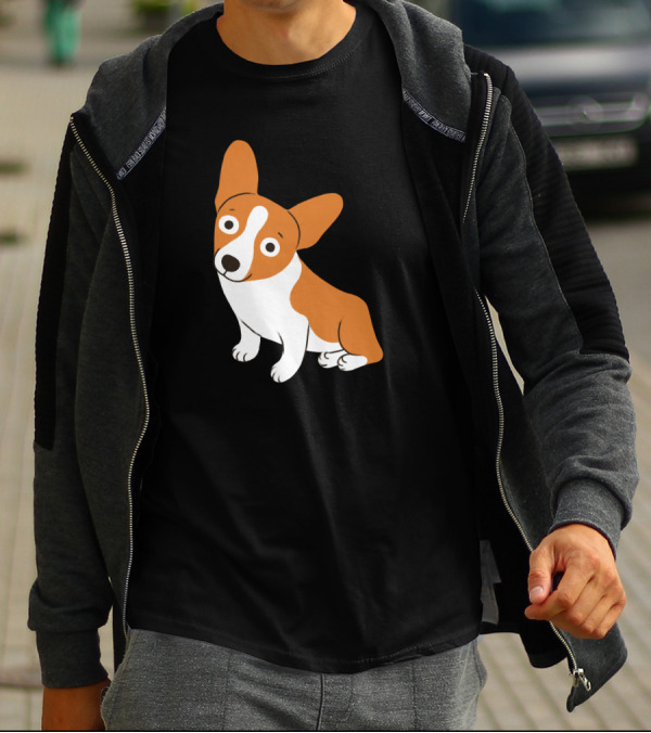 Cute Corgi Happy Dog Playful Expression Whimsical Pose T-Shirt