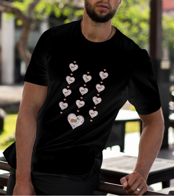 Corgi Dog Heart Pattern With Pink Accents Notebook T-Shirt