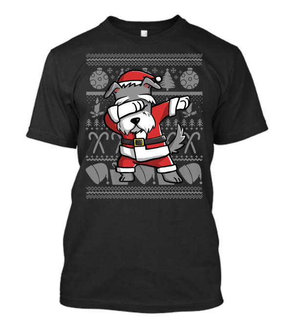 Santa Schnauzer Dabbing Dog Dab Dance Move Christmas T-Shirt
