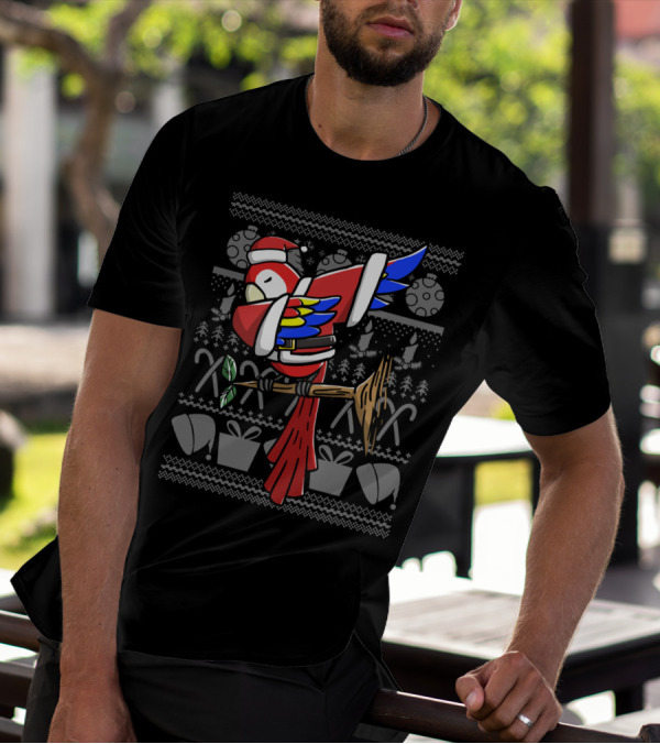 Santa Parrot Dab Dance Move Christmas T-Shirt