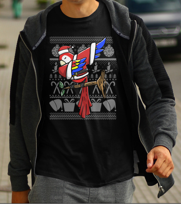 Santa Parrot Dab Dance Move Christmas T-Shirt