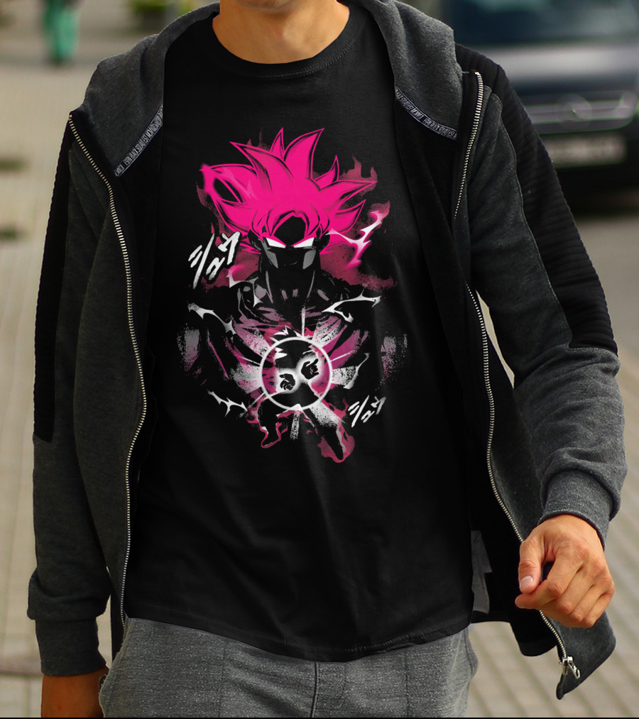 Attack Of The Saiyan Pink Hair Power Energy Aura T-Shirt