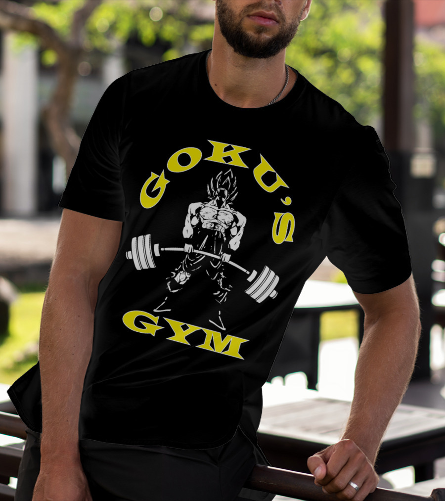 Goku's Gym Deadlift White And Yellow Power Lifting T-Shirt