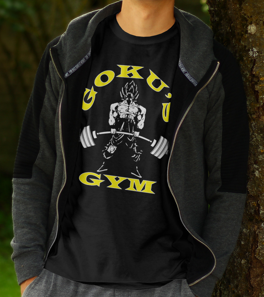 Goku's Gym Deadlift White And Yellow Power Lifting T-Shirt