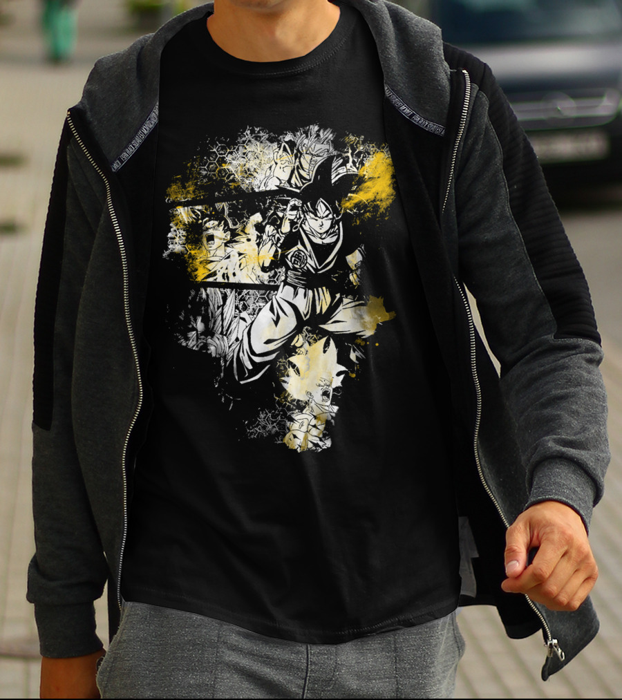 Grunge Instinct Goku Super Saiyan Yellow And Black Elements T-Shirt