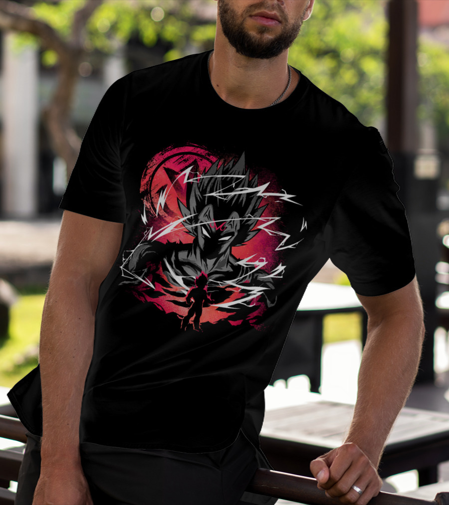 Majin Saiyan Prince Power Surge With Red Aura And Lightning T-Shirt