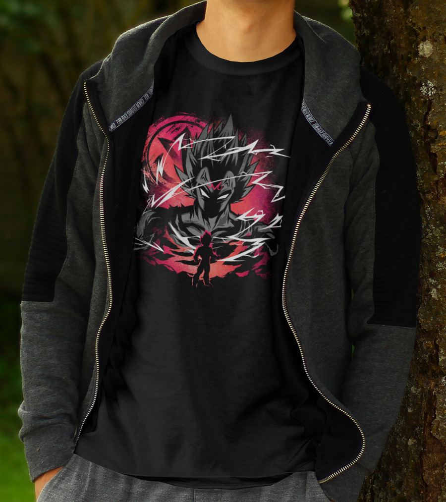 Majin Saiyan Prince Power Surge With Red Aura And Lightning T-Shirt