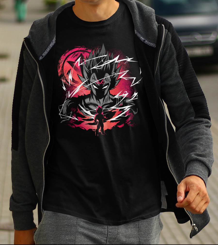 Majin Saiyan Prince Power Surge With Red Aura And Lightning T-Shirt